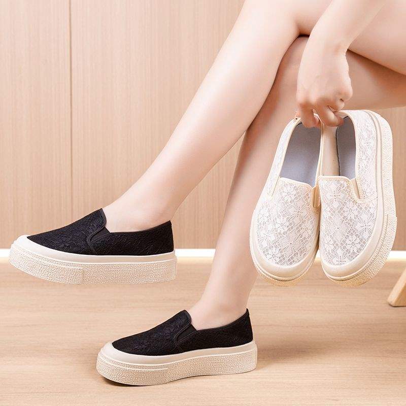 Women's Mesh Shoes2025Summer New Fisherman Shoes for Women, Breathable Hollow Mesh Mom Shoes, Slip-On Thick-Soled Casual Shoes