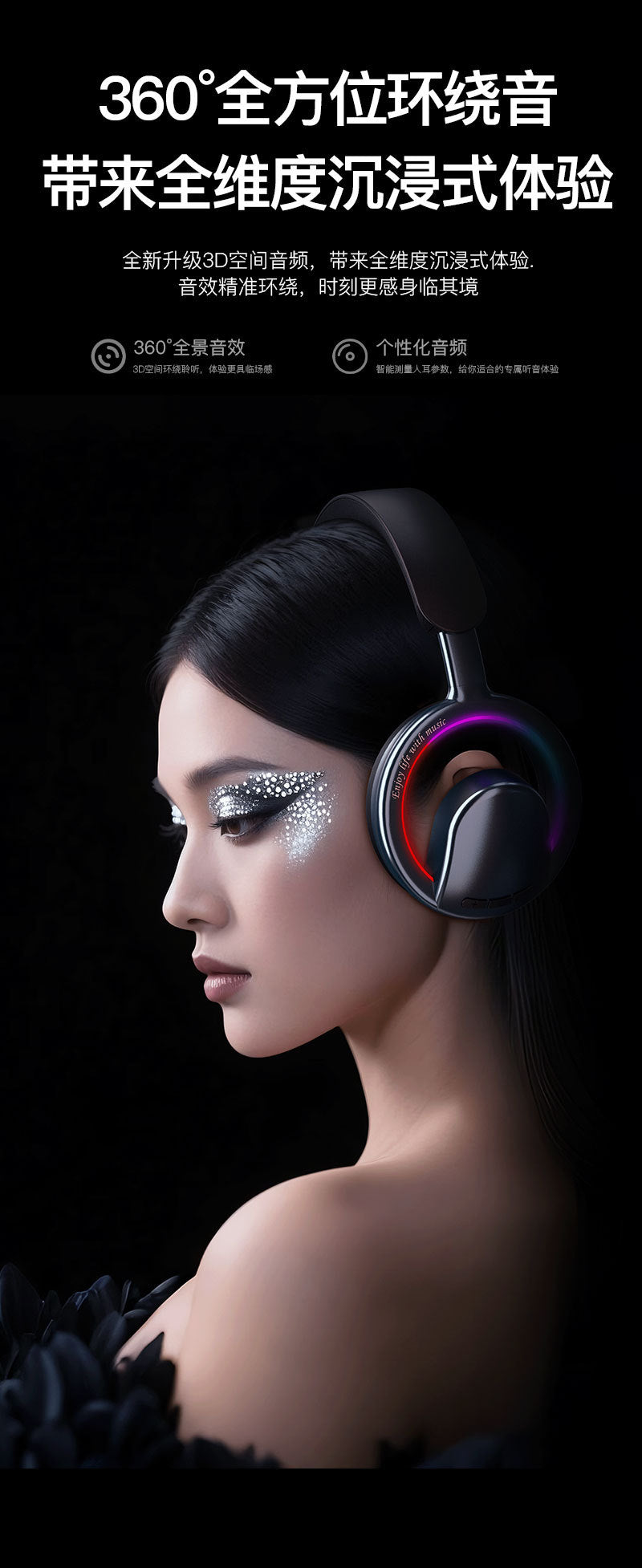 Private Model2025New heavy bass long battery life over-ear headphones ANC Noise-canceling Wireless Bluetooth Earbuds Patent B16