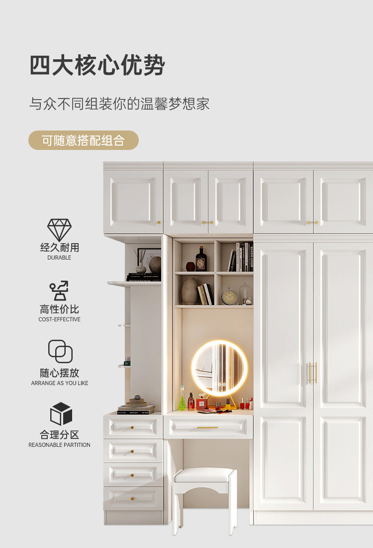 90Corner Wardrobe for Home Bedroom, Suitable for Various Sizes, Dressing Table Integrated, Trendy Simple European Style Large Wardrobe