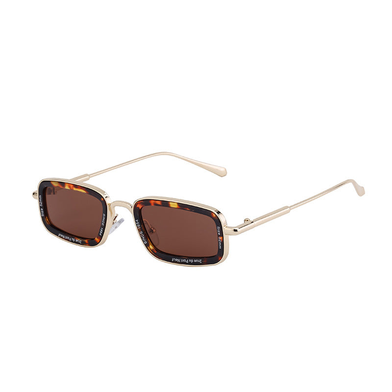 Square Small Frame Sunglasses for Women with Letter Print, Personalized European and American Retro High-End Feel ins Fashion Sunglasses for Women Trendy Glasses