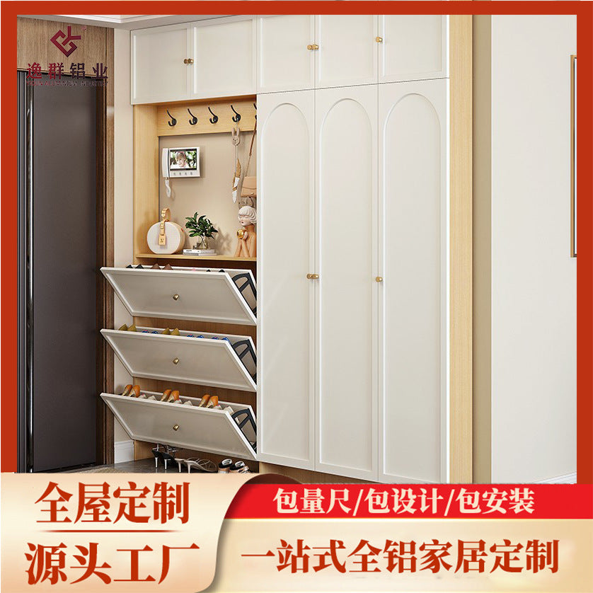 Custom Honeycomb Aluminum Alloy Shoe Cabinet Ultra-Thin Home Entrance Wall-Mounted Shoe and Hat Integrated Entryway Living Room