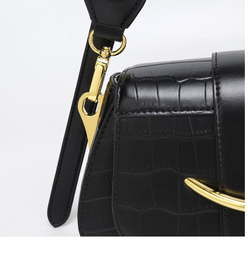 2024Spring Summer New Simple Niche Design Women's Bag Versatile Shoulder Underarm Bag Crocodile Pattern Small Square Bag Crossbody Bag