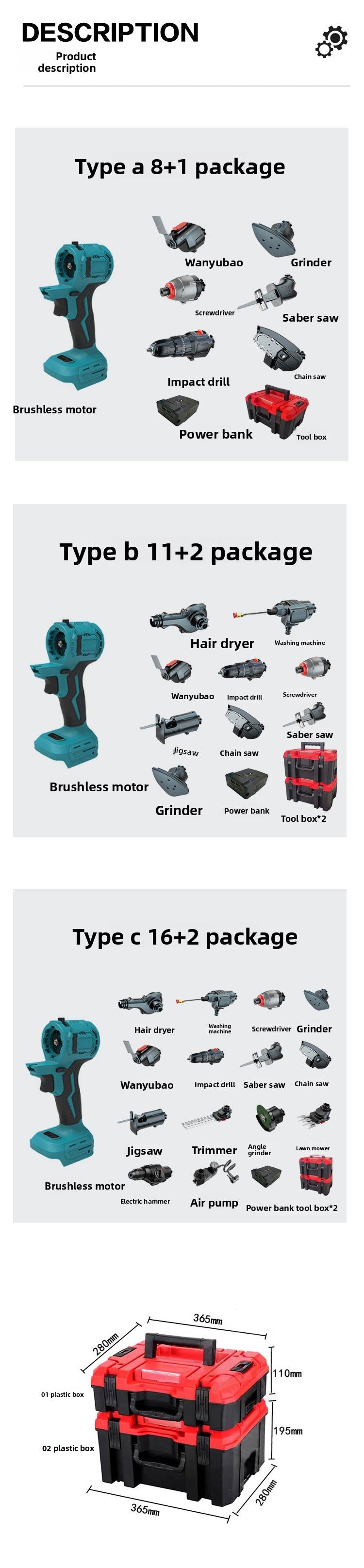 Lithium Battery Multi-Functional Multi-Purpose Treasure New Rechargeable Lithium Battery Brushless Universal Electric Tool Set