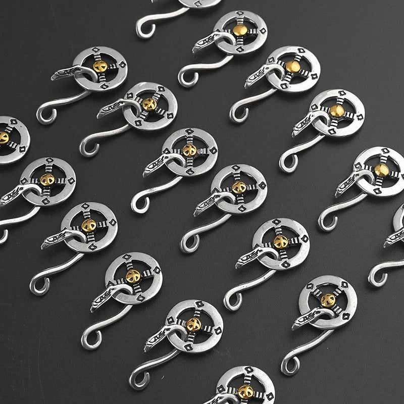 New Stainless Steel Necklace Accessories Japanese Takahashi Goro Cross Wheel Disc Chain Titanium Steel Eagle Hook Taijiao Chain