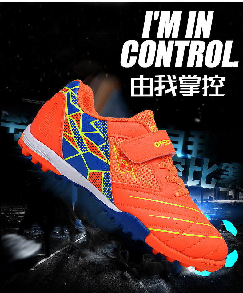 Men's Soccer Shoes TF Velcro Magic Tape Children's Sports Shoes for Primary and Secondary School Students and Teenagers for Sports Competitions and Training