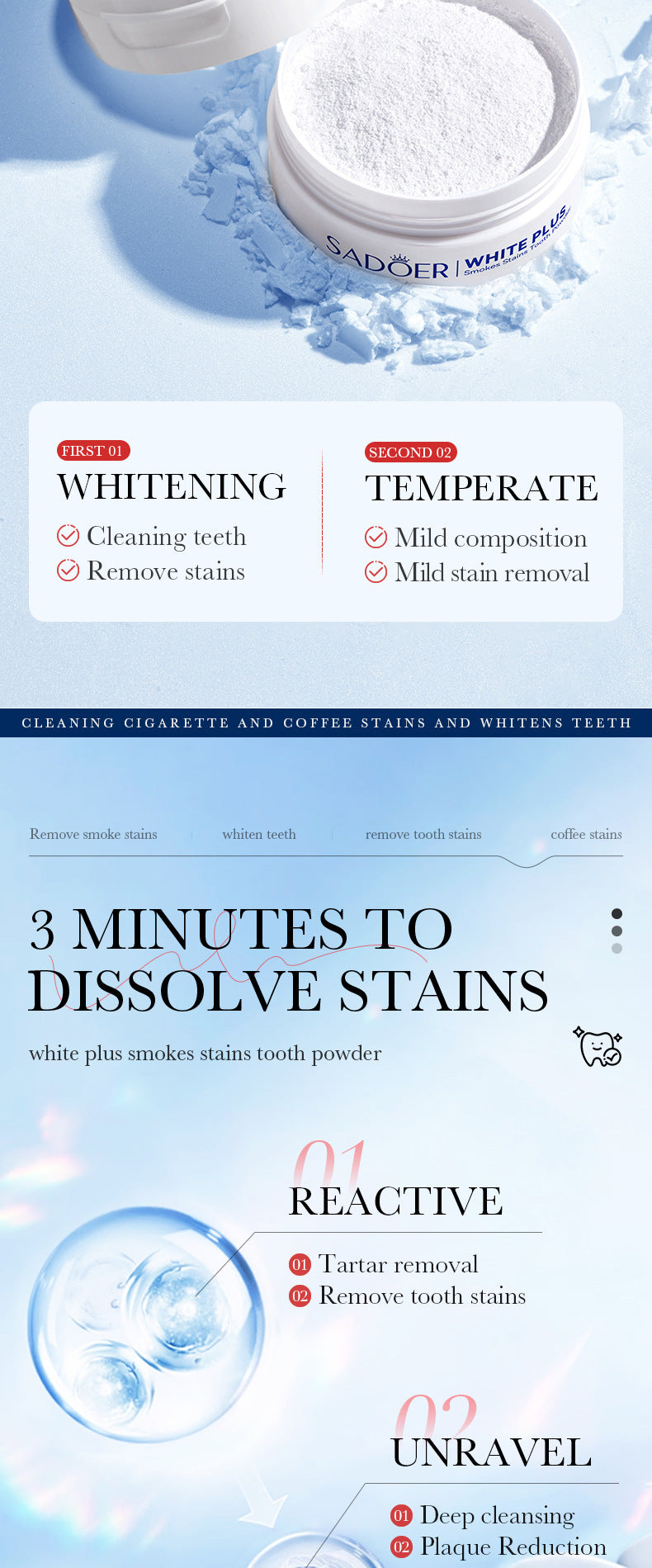 All English Tooth Powder60g SADOER Remove Tobacco Stains, Whiten Teeth, Clean Tartar, Strengthen Teeth Toothpaste  Wholesale