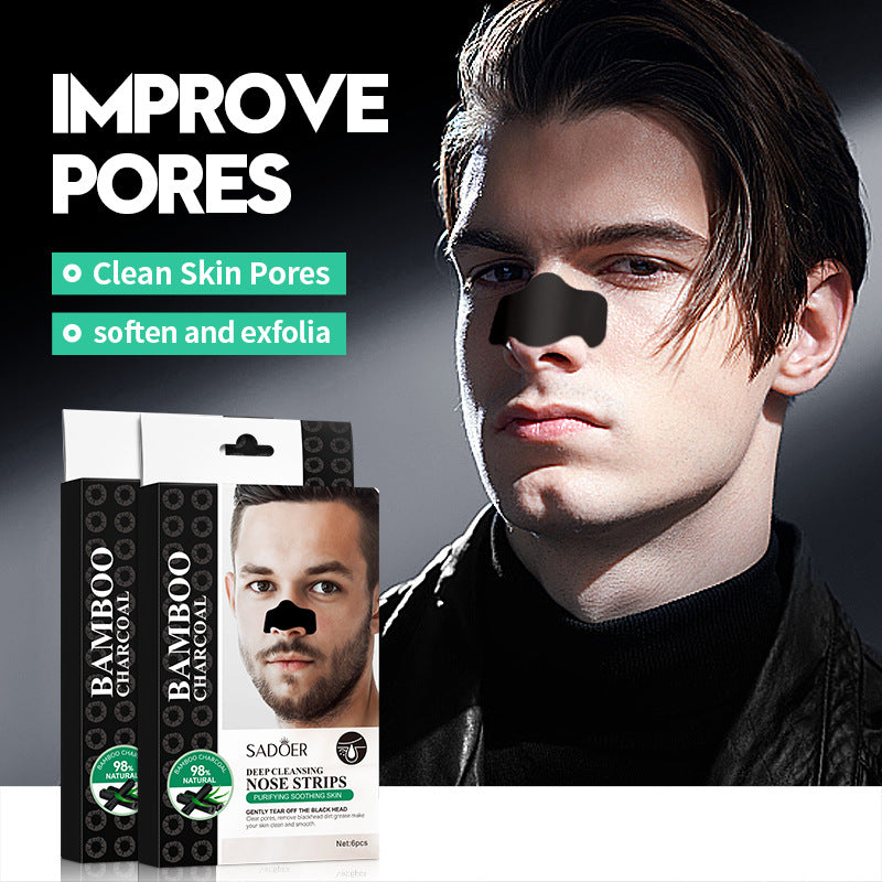 Men's Bamboo Charcoal Nose Strips SADOER Deep Cleansing for Blackhead Removal T Cross-Border Wholesale for Nursing Supplies