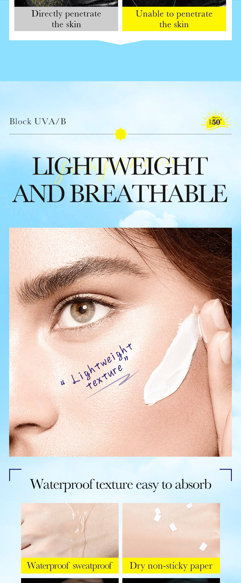 Whitening Sunscreen40gBIOAOUA Improve Isolation UV Protection Sunscreen Lotion Cross-Border Wholesale