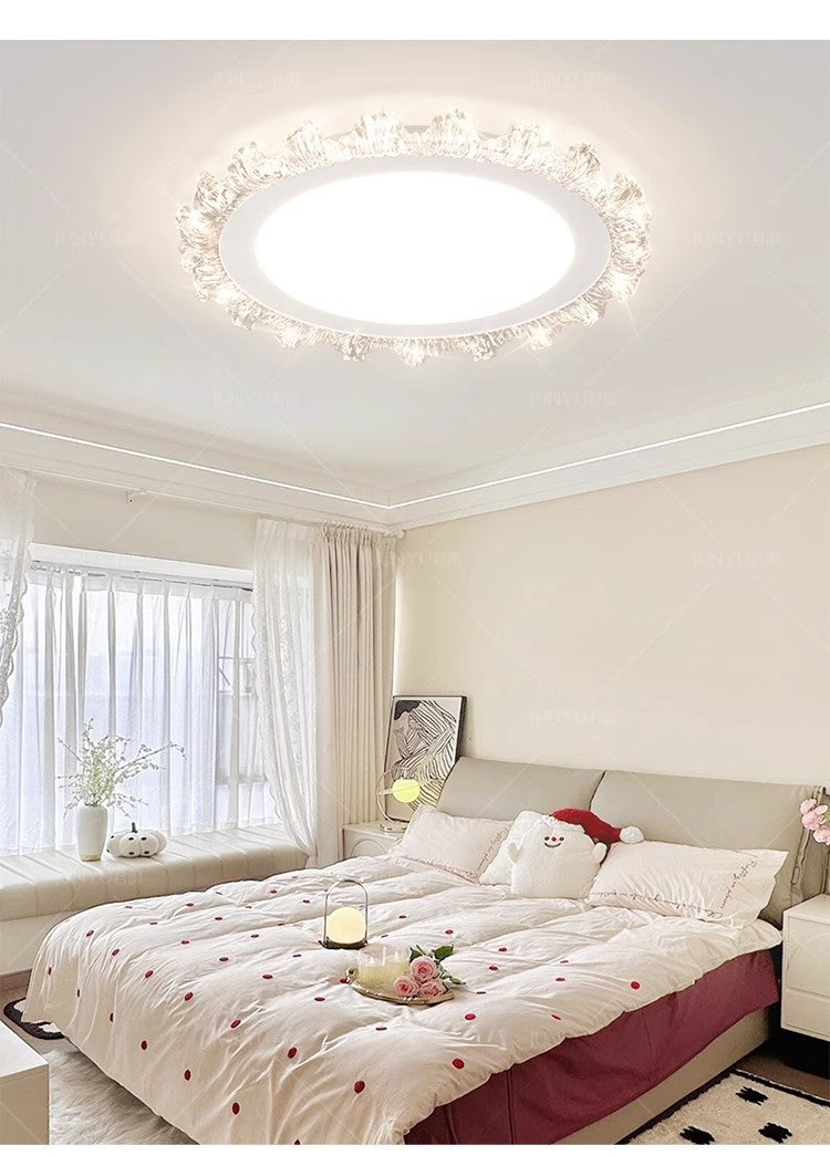 Light Luxury Living Room Ceiling Lamp New Crystal Lamp Cream Style High-end Bedroom Main Lamp Round Shape led Eye Protection Lighting