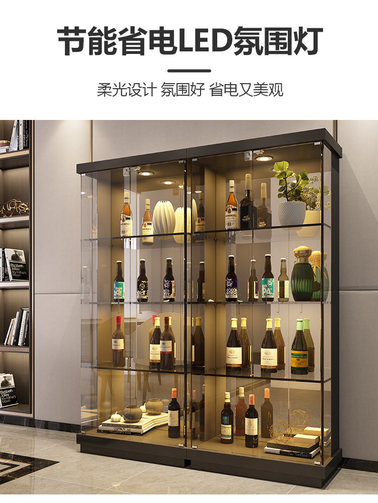 Custom Apartment Glass Wine Cabinet Light Luxury Transparent Collection Figurine Display Cabinet Factory Direct Sales Undertakes Hotel Projects