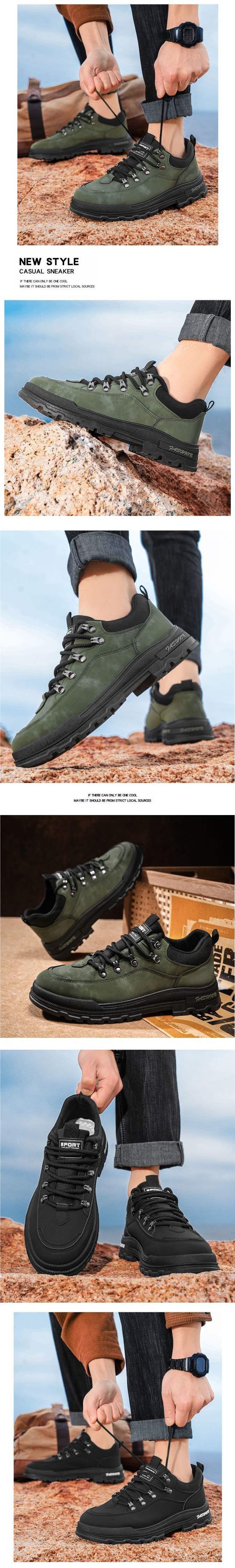 Men's Shoes2025Spring New Thick-Soled Height-Increasing Versatile Retro Low-Cut Martin Boots Men's Outdoor Hiking Mountaineering Shoes