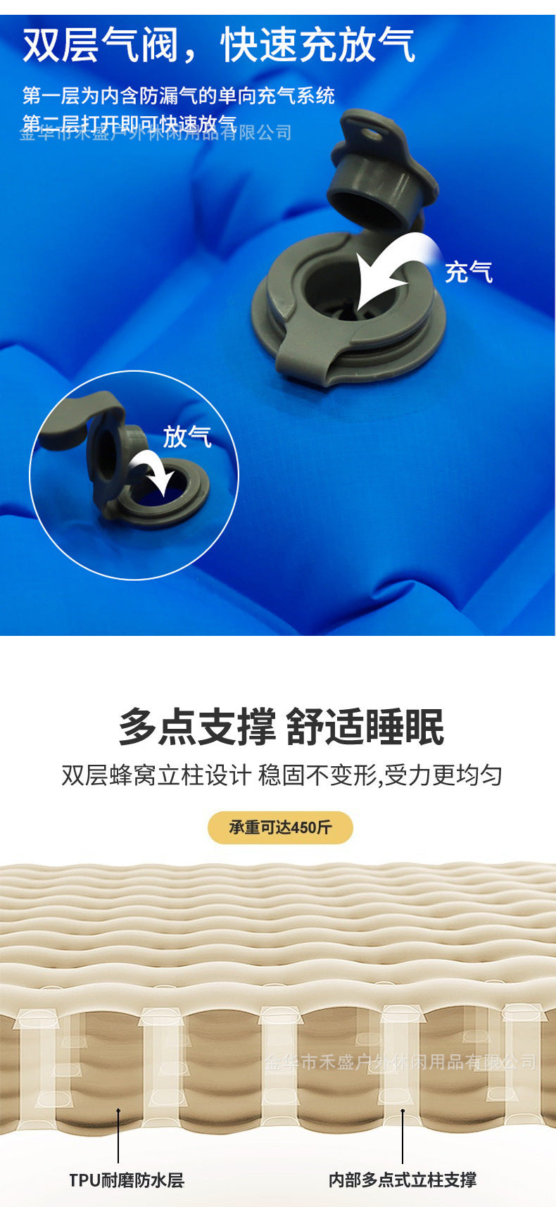 Mattress,Ultra-light Camping Mat with Pillow Built-in Foot Pump Waterproof Portable Compact Inflatable Mattress for Camping