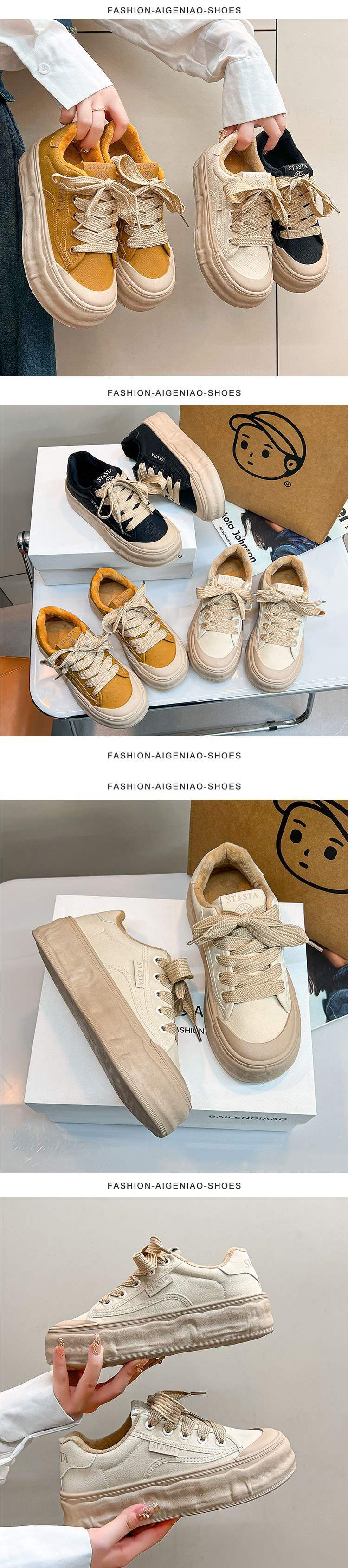 Women's White Sneakers2025New Spring and Autumn Trendy Casual Versatile Platform Thick-Soled Loafers