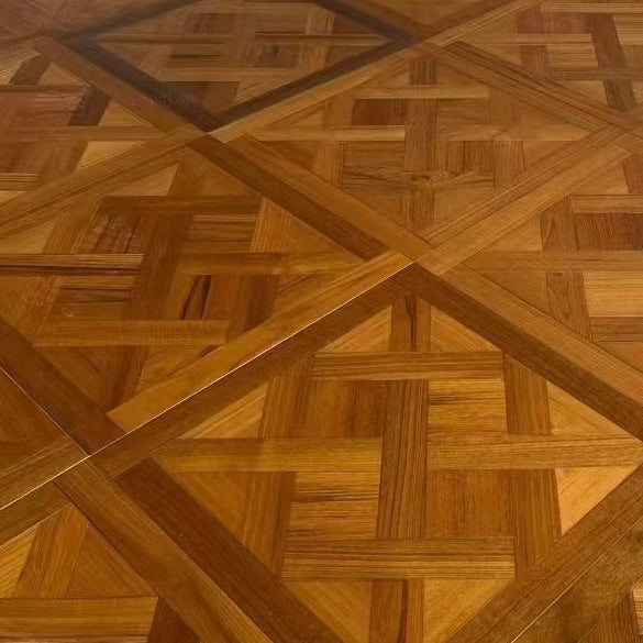Custom Thick Square Teak Engineered Parquet Flooring | Waterproof Anti-Slip Exterior Living Room Use Customizable Decorative