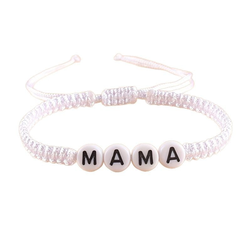 Mother's Day Birthday Gift Bracelet for Women, Stretchable Adjustable Handmade Woven Bracelet MAMA Letter Braided Bracelet