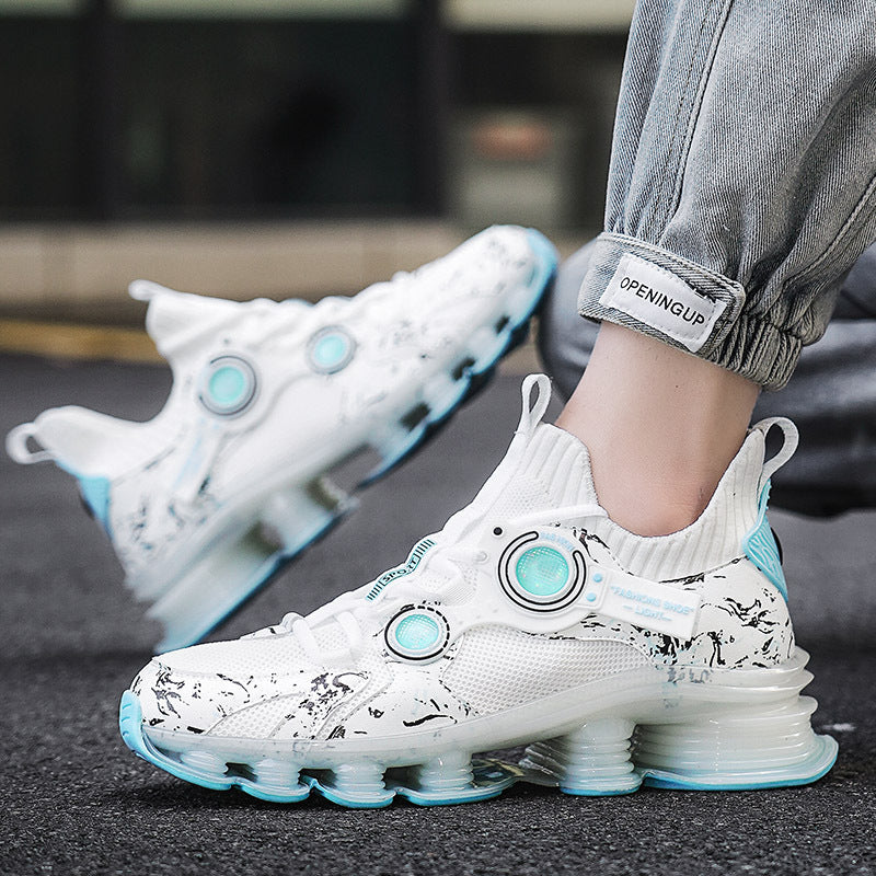 Blade Rebound Men's Shoes Mesh Breathable Running Shoes Youth Trendy Versatile Height Increasing Shock Absorption Sports Shoes