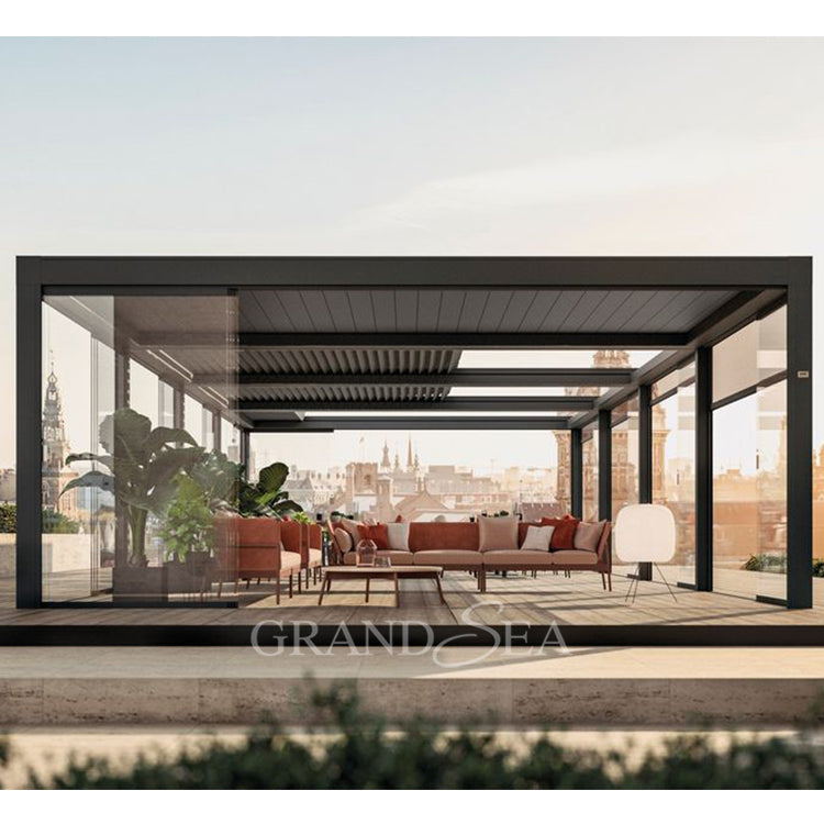 Waterproof Pergola Leisure Garden Motorized Louvered Roof Aluminium Outdoor Bioclimatic Pergola Aluminum