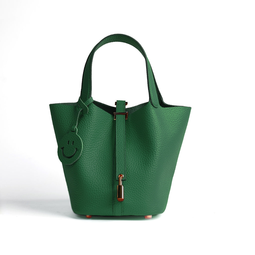 European and American New Hot-Selling Simple Women's Top Layer Cowhide Large Capacity Versatile Bucket Bag Handbag