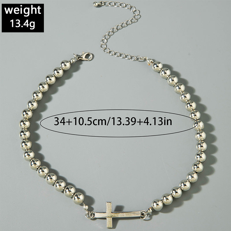 European and American Ornament  Simple Versatile Japanese and Korean Fresh Style Beaded Sugar Cube Round Bead Pearl Necklace Wholesale