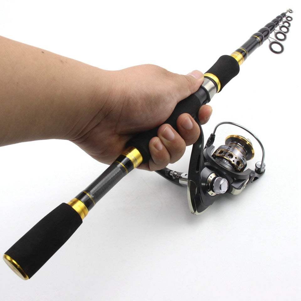 Wholesale Retractable Lure Rod Set Straight Handle Lure Spinning Reel Lure Bait Combination European and American Popular Fishing Gear