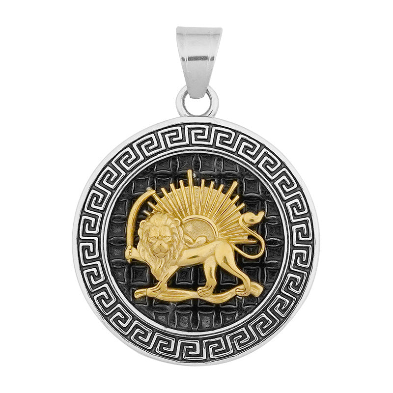 New Trendy Cast Round Animal Lion Stainless Steel Pendant Electroplated Titanium Steel Necklace Factory Wholesale
