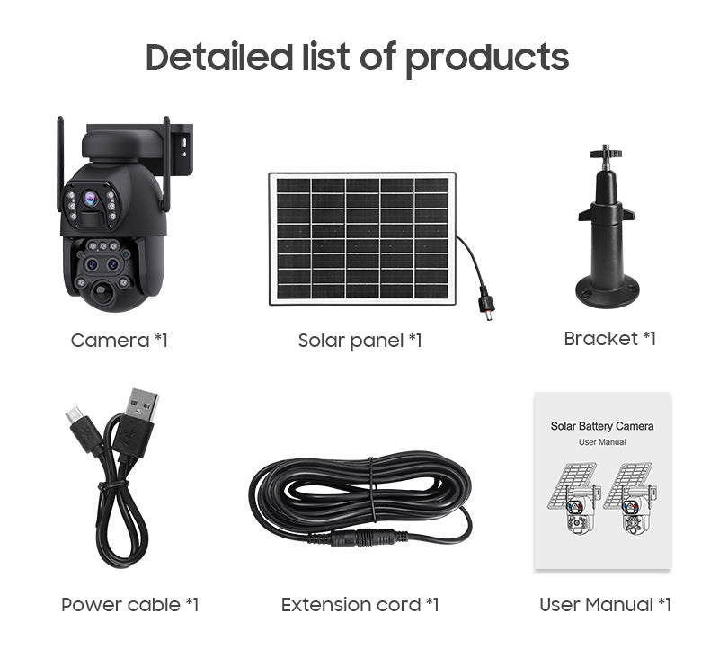 4G Wireless Trinocular Multi-view Remote Control1510x Zoom Solar-Powered Camera600Ultra HD Night Vision
