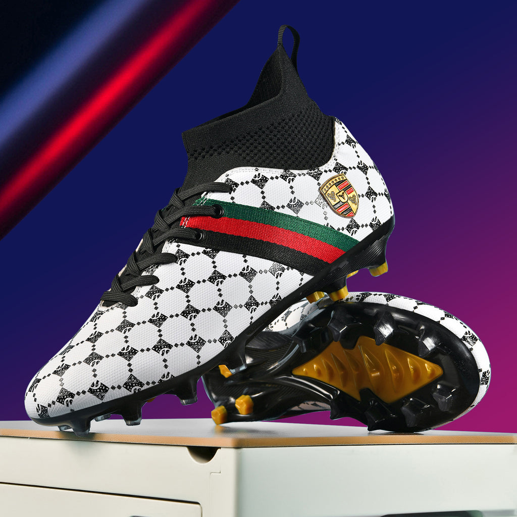 Hot-selling High-top Soccer Shoes tf Artificial Grass with Broken Nails AG Nail Leather Foot Men's and Women's Children's Youth Student Training Shoes