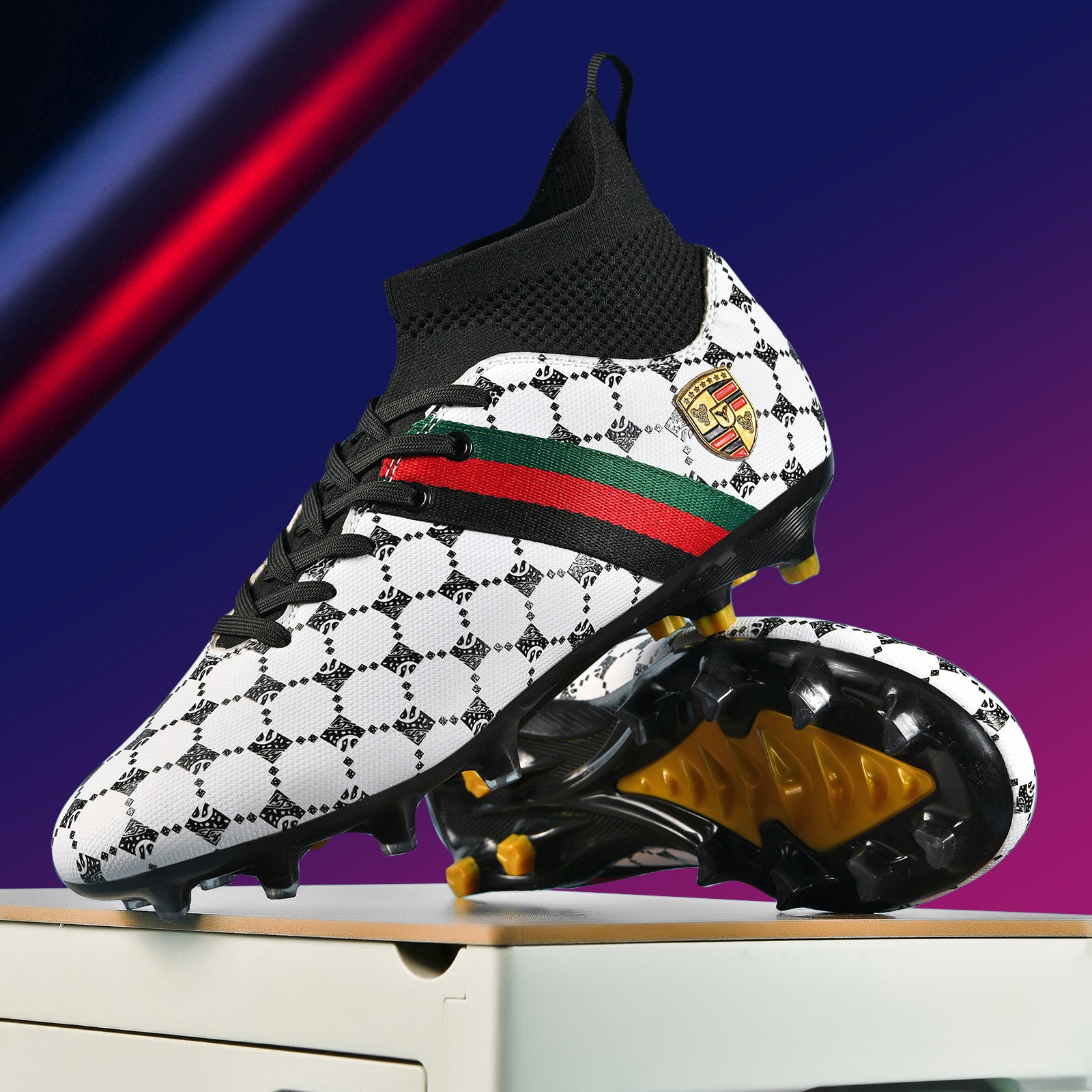 Hot-selling High-top Soccer Shoes tf Artificial Grass with Broken Nails AG Nail Leather Foot Men's and Women's Children's Youth Student Training Shoes