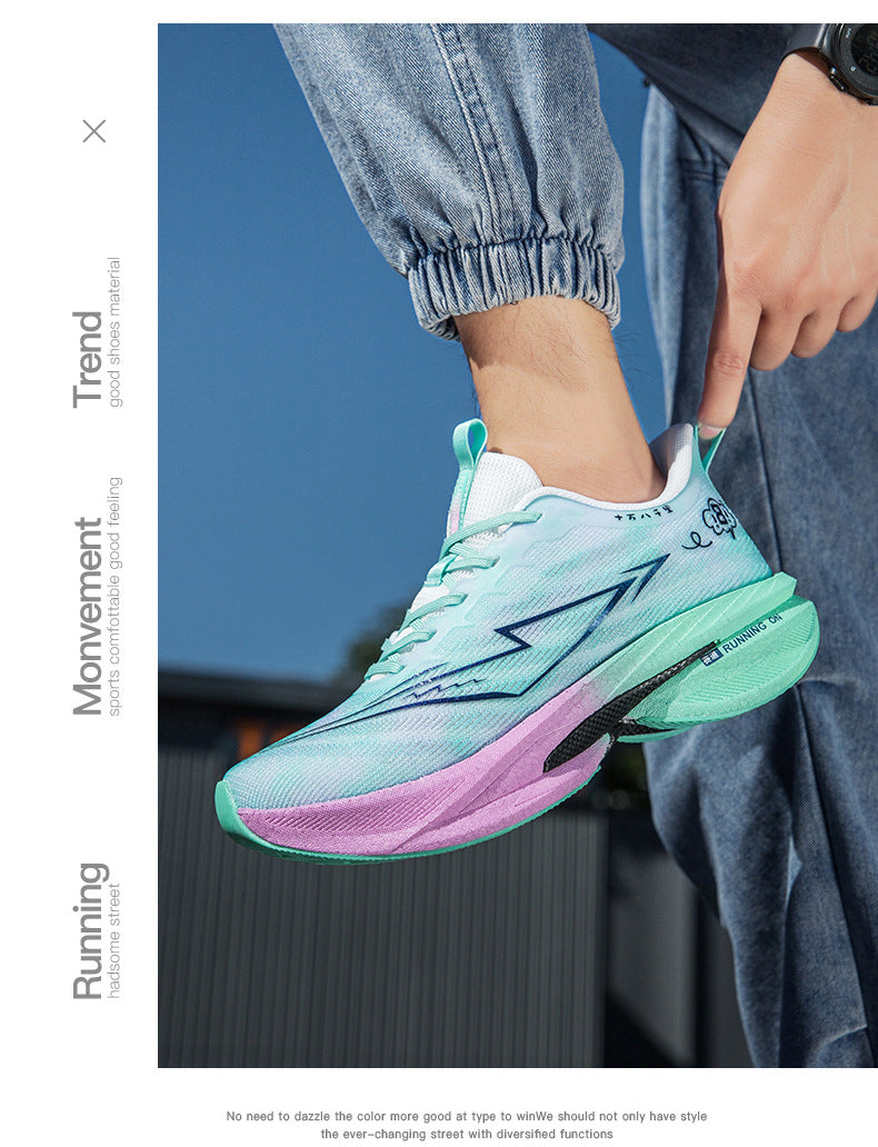 Spring and Summer Rebound Shock Absorption Carbon Plate Support Running Shoes Mesh Breathable Sports Shoes Lightweight Shock Absorption Anti-Slip Running Shoes