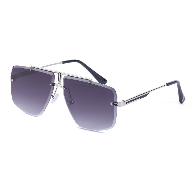 Frameless Sunglasses Men's High-end European and American Fashion New Trendy Glasses Women's Square Frame Sunshade Sunscreen Sunglasses