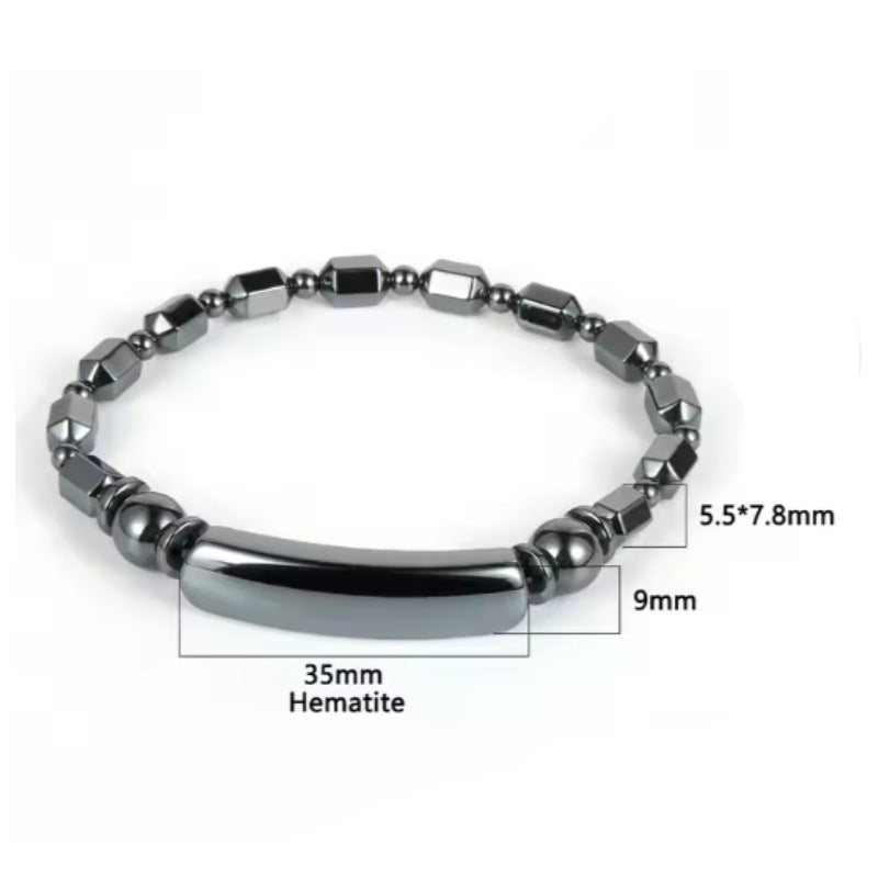 Hematite Round Bead Spacer Bracelet Men's Gift Elastic Cord Single Loop Bracelet Hematite Bridge Bracelet