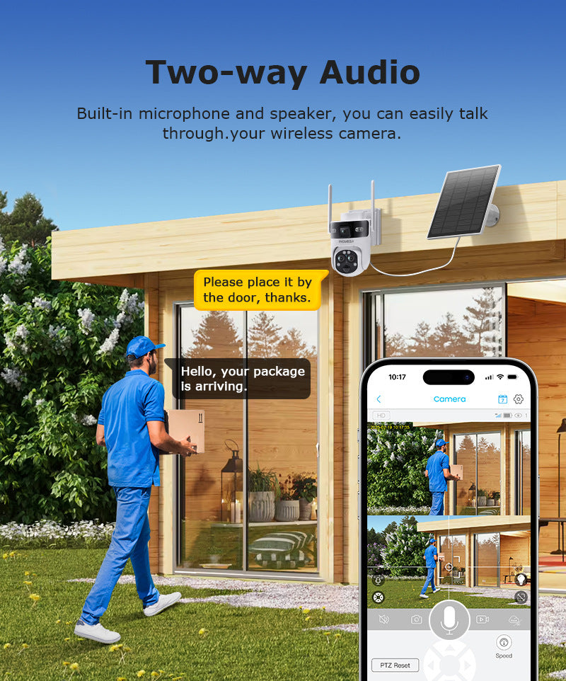Manufacturer Private Model Outdoor4G Three-eye Solar Camera6MP High Definition Full Color1510x Zoom Solar Surveillance