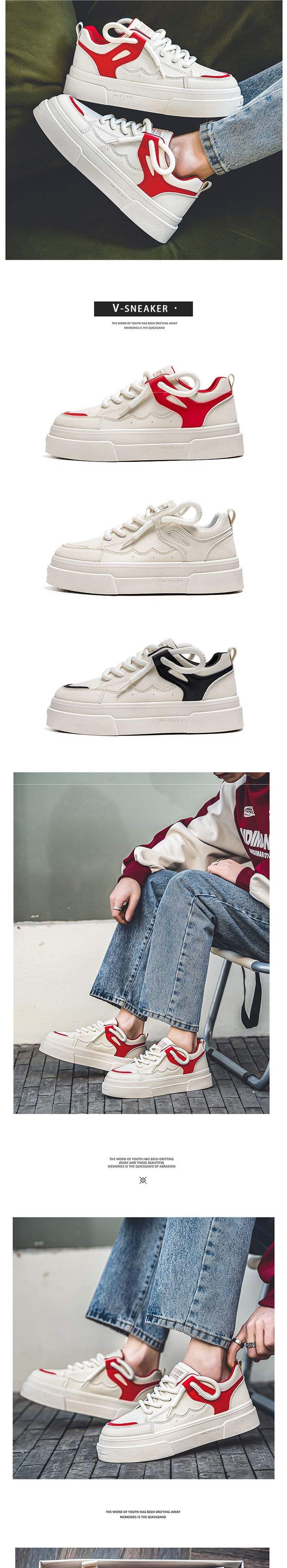 Spring and Summer Men's Shoes2025New Thick-Soled White Sneakers for Men Trendy Versatile Casual Sports Board Shoes