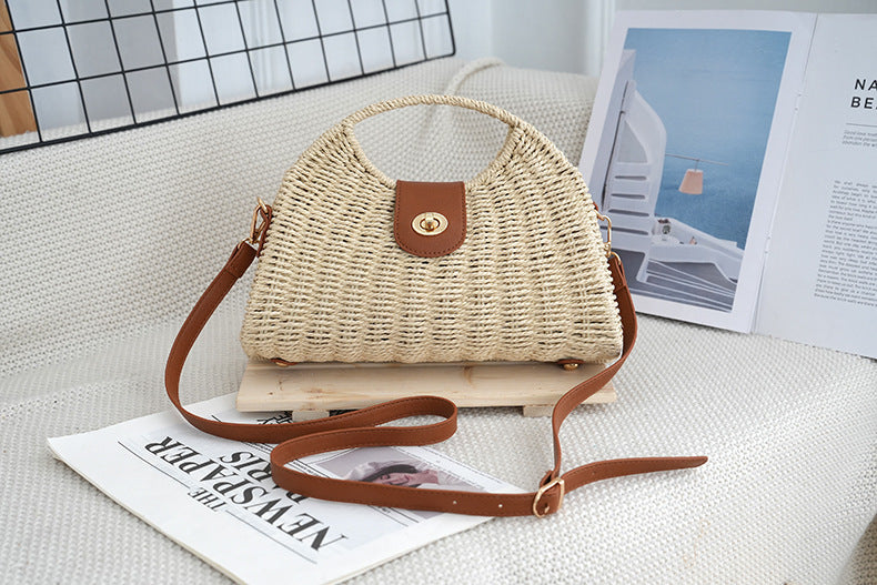Crossbody Women's Bag New Fashion Single Shoulder Straw Bag Niche Handbag Vacation Beach Bag Korean Style Straw Bag Woven Bag