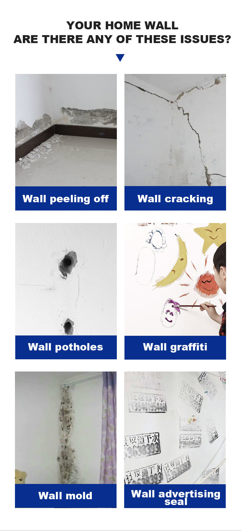 baolisi Wall Repair Paste for Home Use, Waterproof, Nail Hole and Crack Putty Powder for Wall Repair oem Wall Repair and Renovation