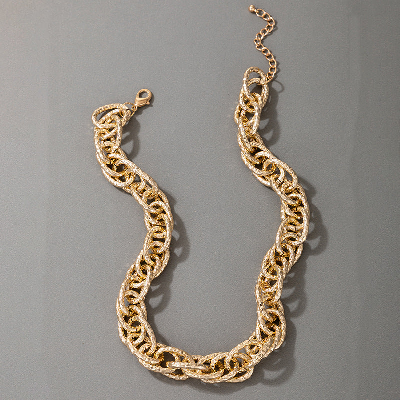 European and American Ornament Fashion Hip-Hop Short Thick Chain Geometric Necklace Metal Exaggerated Necklace