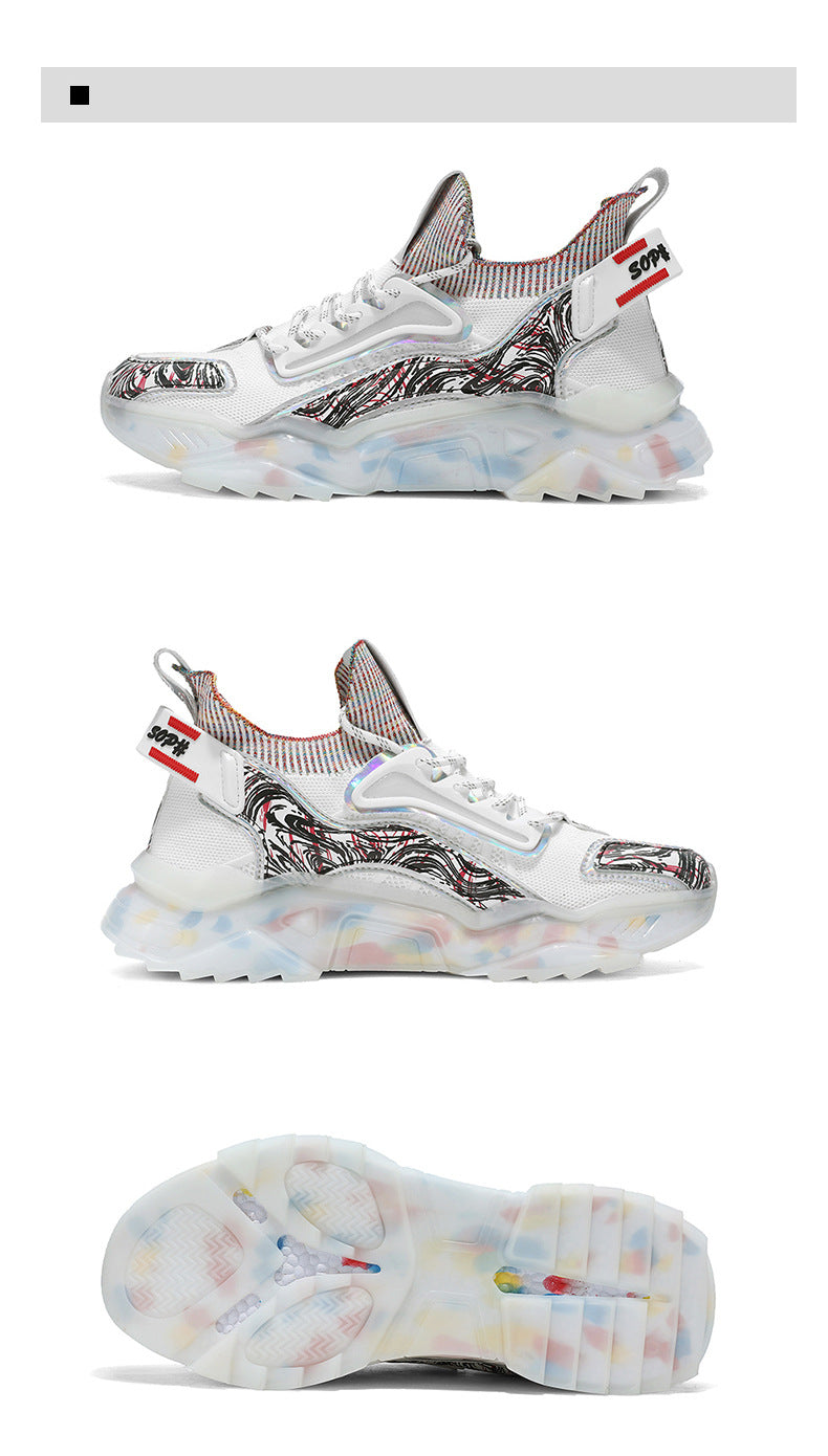 Men's Sports Shoes Autumn Non-Slip Wear-Resistant Running Shoes Versatile Youth Flyknit Breathable Mesh Shoes Retro Trendy Shoes