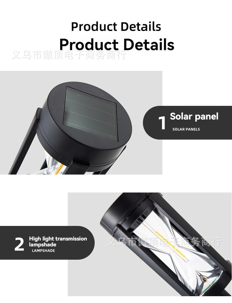 Outdoor Solar Hourglass Lawn Lamp Waterproof Garden Ground Plug Lamp Garden Landscape Lighting Lawn Atmosphere Decorative Lamp