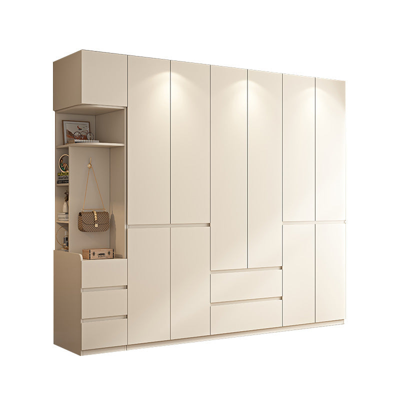 ENF Grade Solid Wood Wardrobe for Home Bedroom, No-Assembly Storage Cabinet, Cream Style Oak Segmented Custom Wardrobe