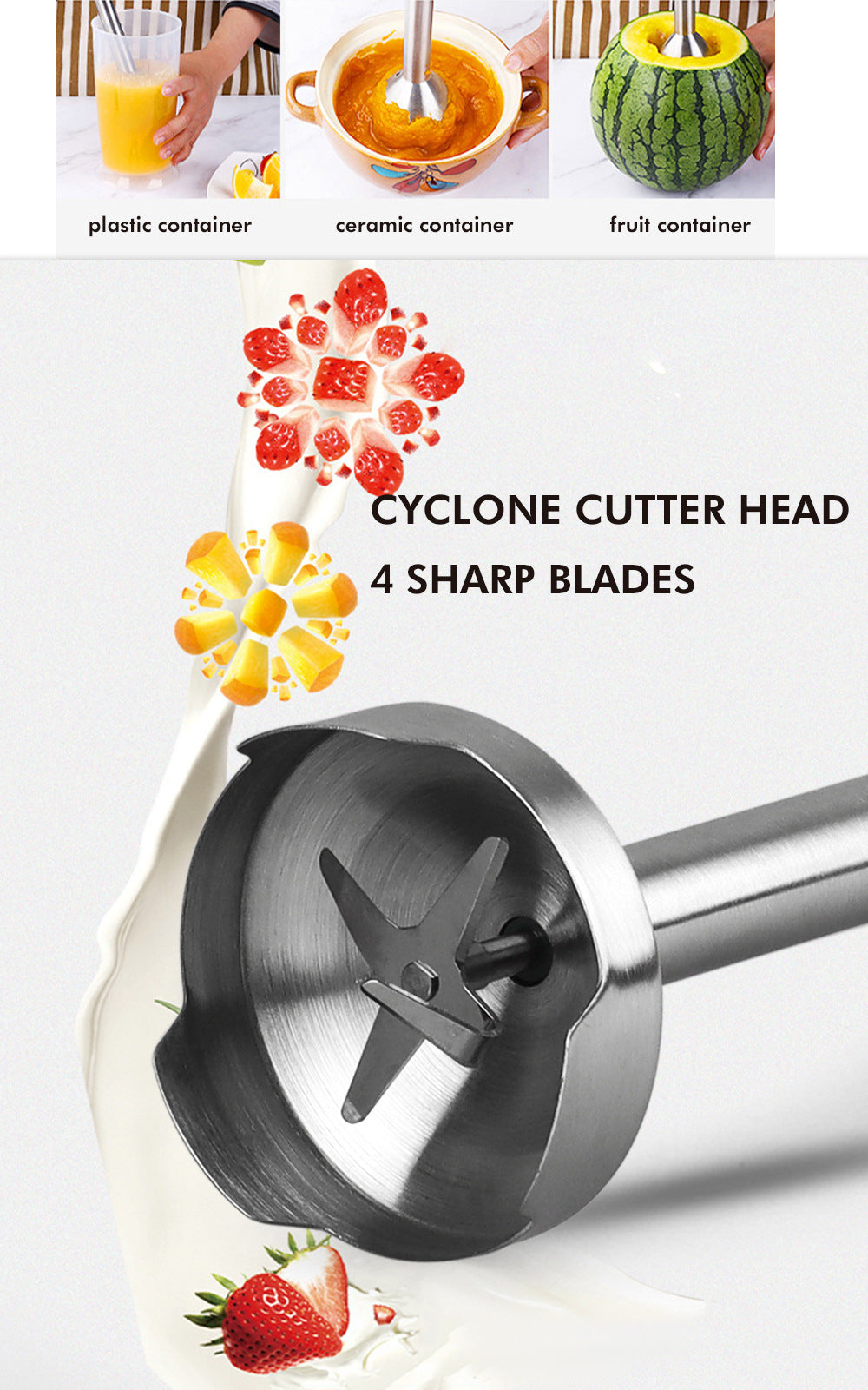 European Standard Fruit Juicer Food Processor Kitchen Small Appliance Stainless Steel Electric Mixer Single Stick