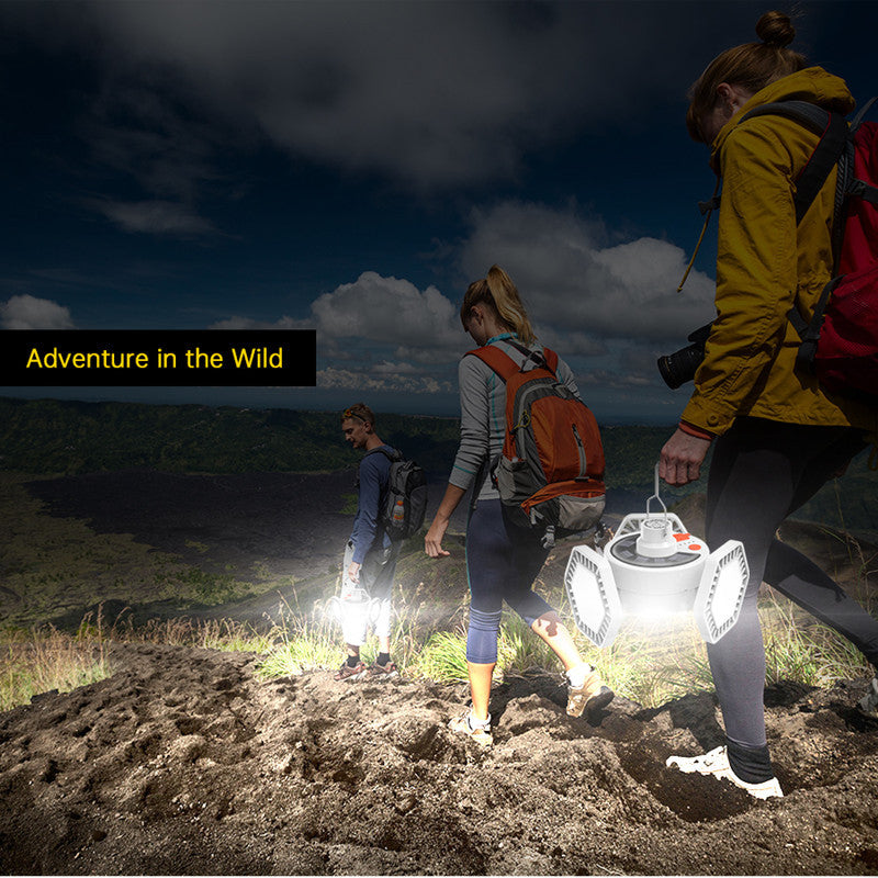Outdoor LED Tent Light Camping Light with Remote Control Three-Leaf Bulb Emergency Light for Home Power Outage