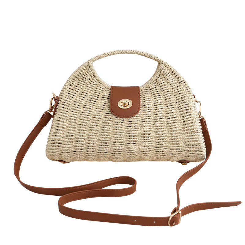 Crossbody Women's Bag New Fashion Single Shoulder Straw Bag Niche Handbag Vacation Beach Bag Korean Style Straw Bag Woven Bag