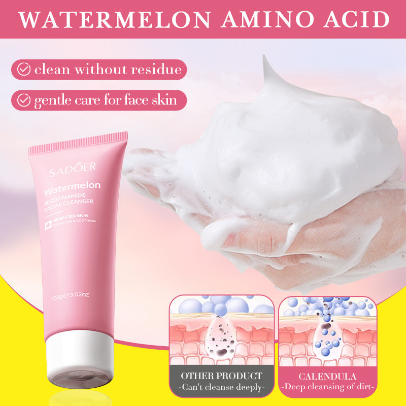 Niacinamide Watermelon Facial Cleanser SADOER Deep Cleansing Facial Cleanser Cross-Border Wholesale