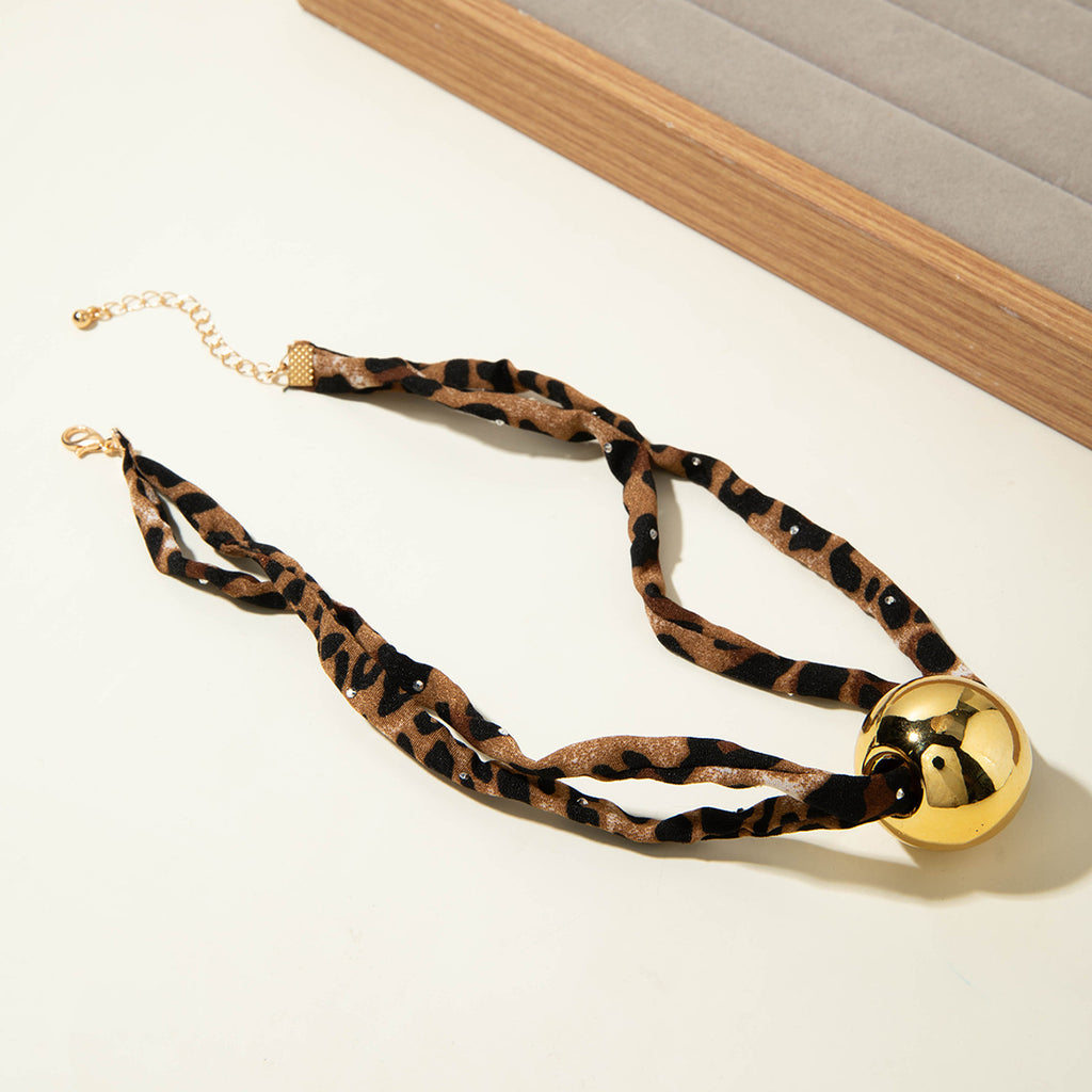 European and American Style Ocean-themed Cross Conch Starfish Pendant Leopard Print Exaggerated Necklace Collarbone Chain Jewelry