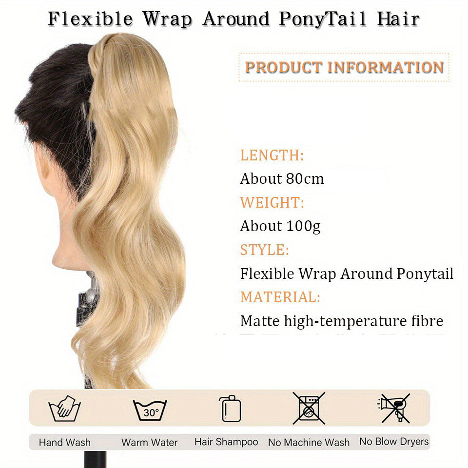 32Inch European and American Style Wig Ponytail for Women Wrap-around Ponytail Magic Wand Ponytail Wand Hair Ponytail