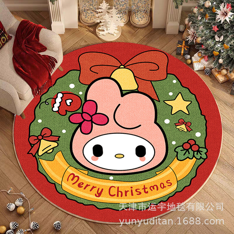 Christmas Carpet Round Living Room Mat Christmas Decoration Atmosphere Mat Christmas Tree Mat Labeling and Shipping