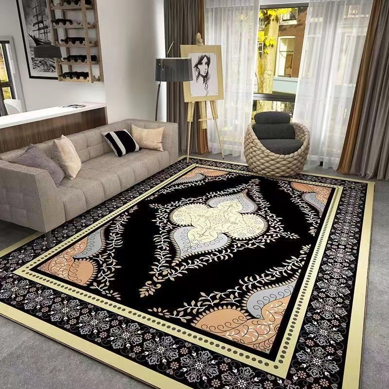 Bohemian Style Crystal Velvet Carpet Wear-Resistant and Dirt-Resistant Bedroom Non-Slip Bedside Rug Home Living Room Sofa Coffee Table Rug