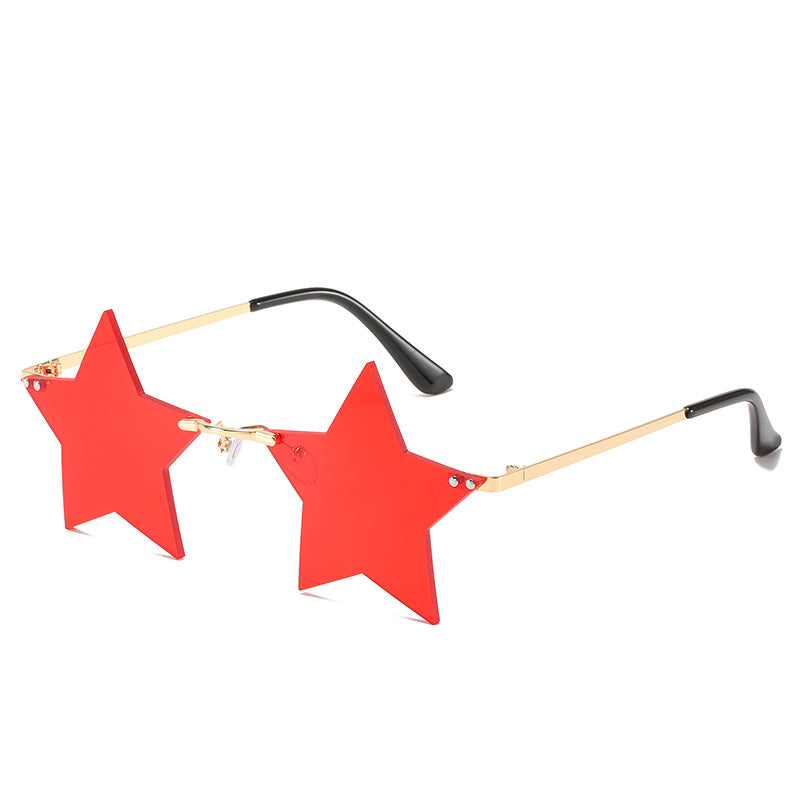 Five-Pointed Star Sunglasses for Women, Rimless Street Style, Unique Sunglasses for Women, European and American Party, Dance, Quirky Couple Glasses