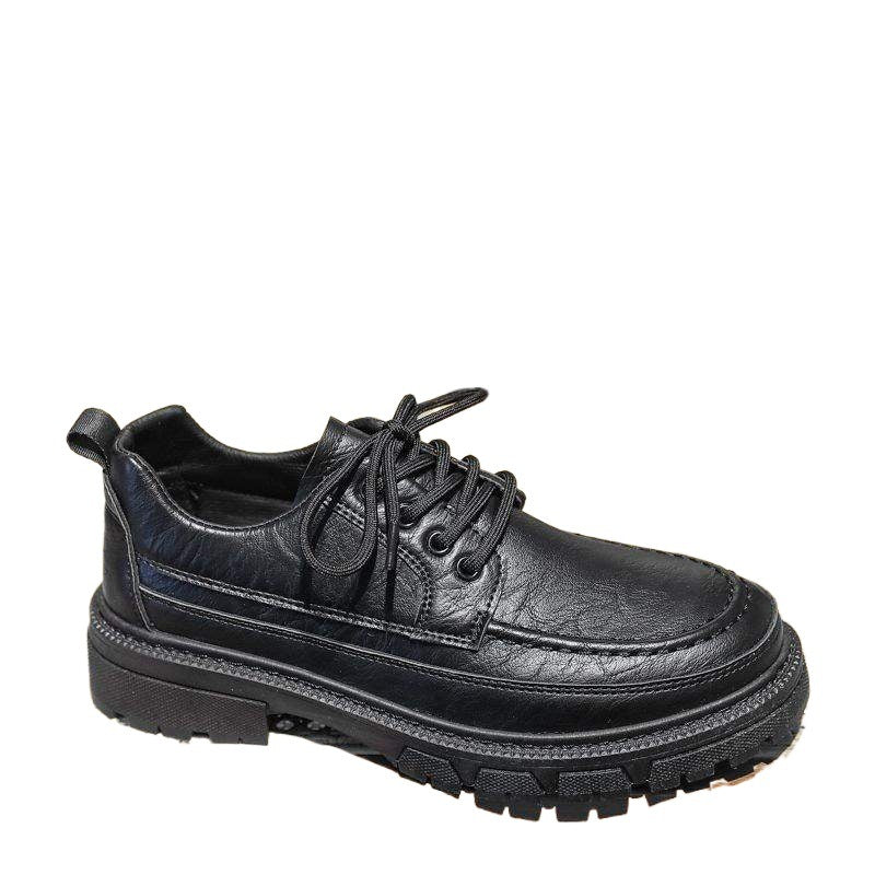 Autumn Men's Casual Leather Shoes Big Toe Shoes British Work Shoes Korean Style Trendy Black Leather Shoes Shallow Mouth Trendy Shoes