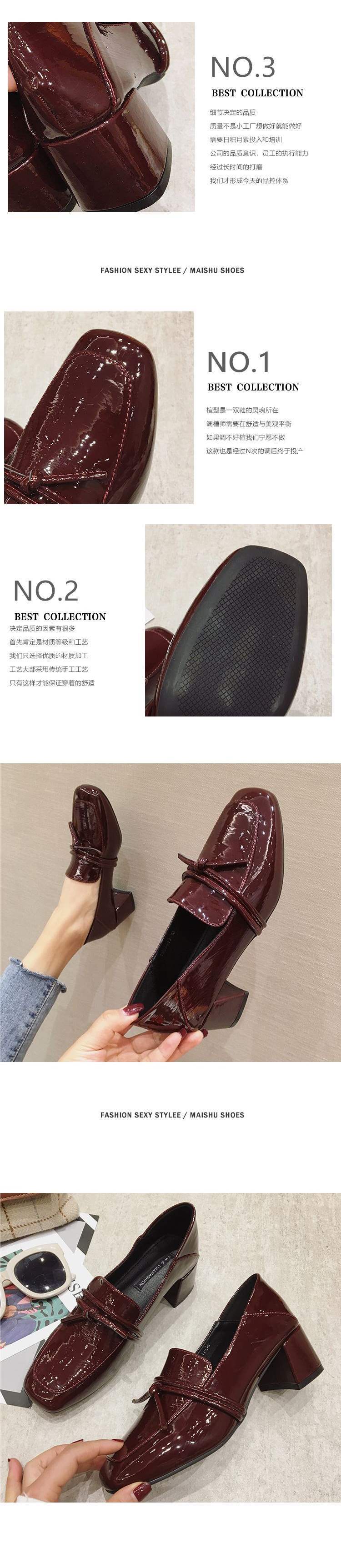 Small Leather Shoes for Women2025Spring New Retro Square Toe Soft Leather Chunky Heel Single Shoes High Heel Women's Shoes British Style Loafers